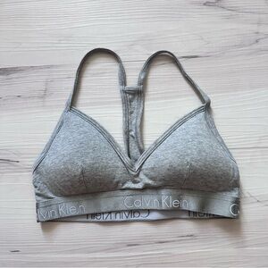 Calvin Klein Heather Gray Banded Racerback Sports Bra